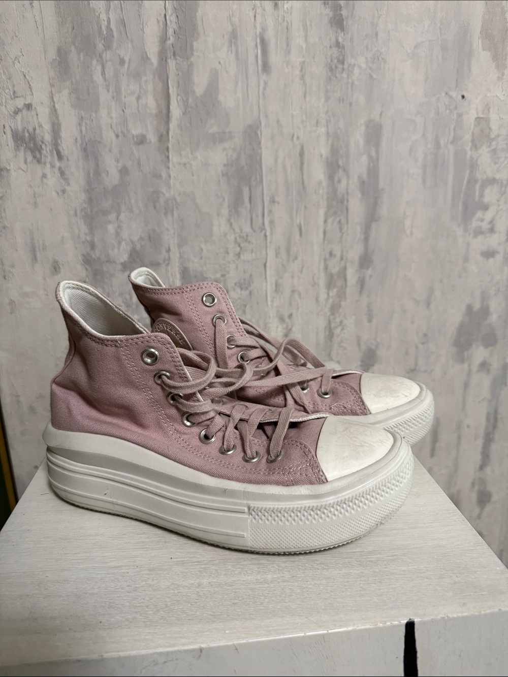 Women's Dusty Pink High-Top Platform Canvas Sneakers